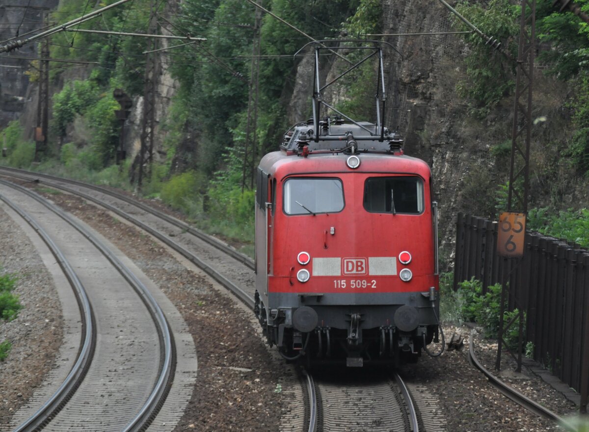 115 509-2 Solofahrt auf der Geislinger Steige am 10.08.2009.