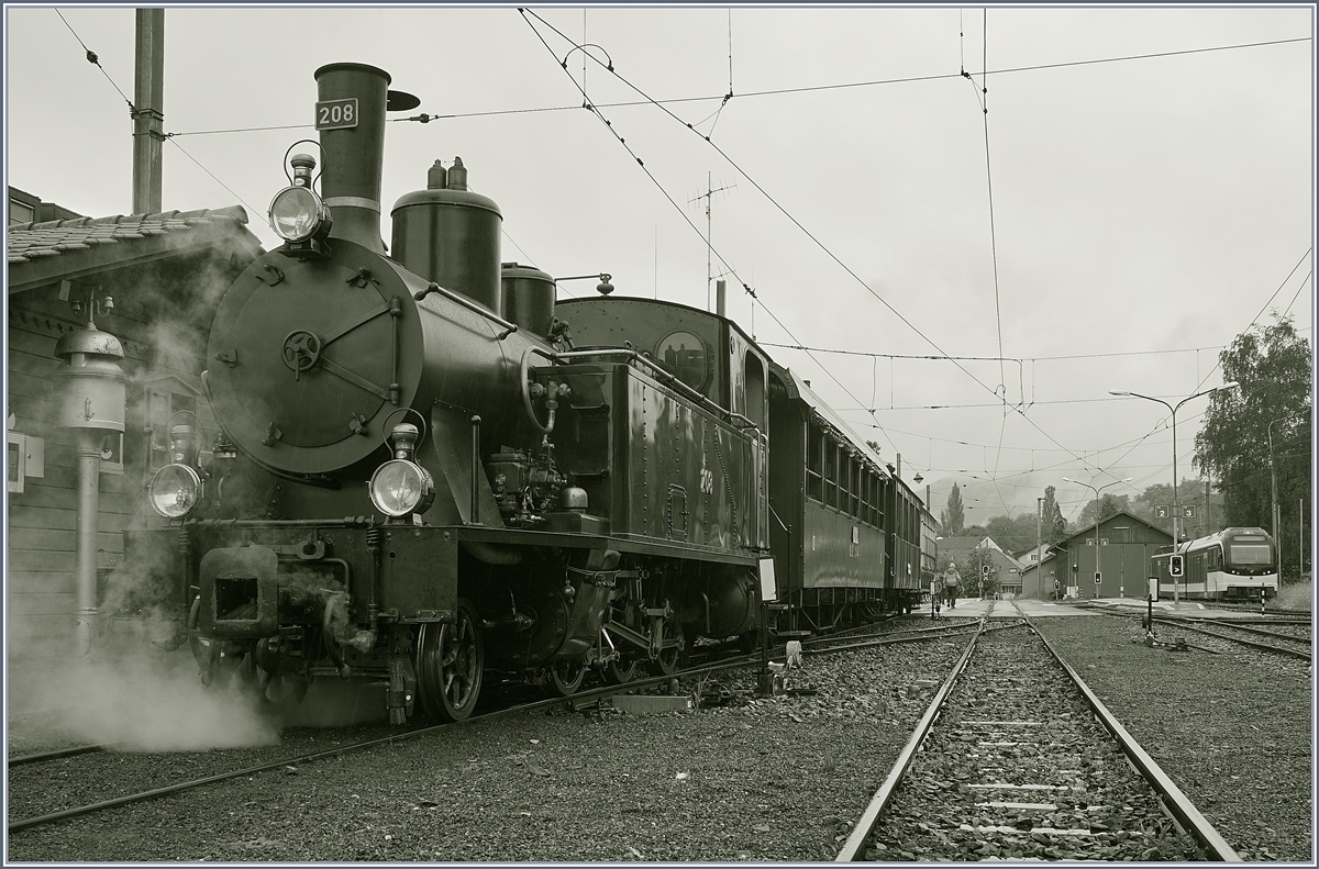 50 Jahre Blonay - Chamby; Mega Steam Festival: Heute g�nnte ich mir, vorbereitend auf das n�chste Wochenende einen ersten Besuch bei der Blonay Chamby Museumsbahn. Besonders gefiel mir die hier zu sehne, 1913 gebaute, SBB G 3/4 208, die hier in Blonay auf die Abfahrt nach Chamby wartet. 
10. Mai 2018