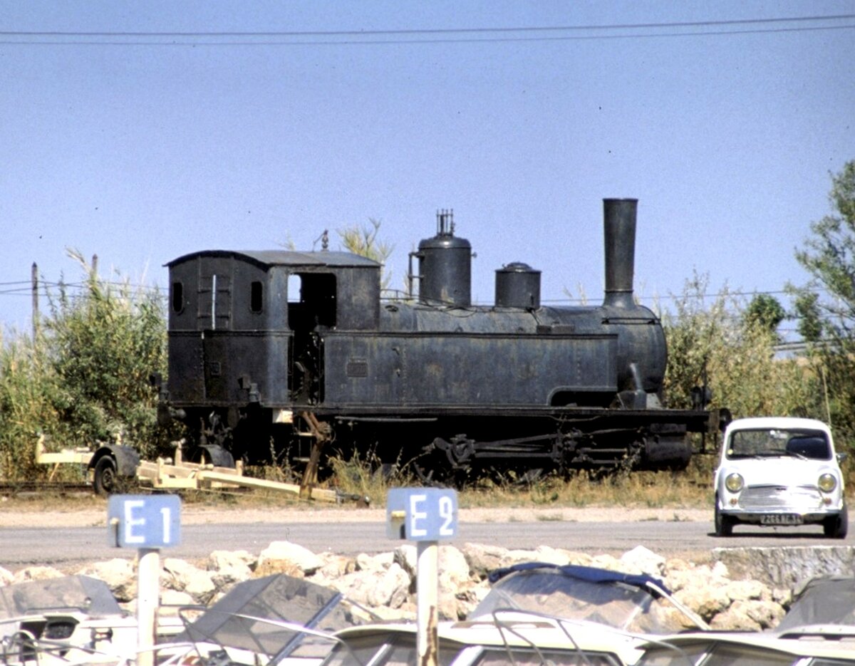 Abgestellte C-Dampflok an der Cote D-Azur am 12.08.1979.