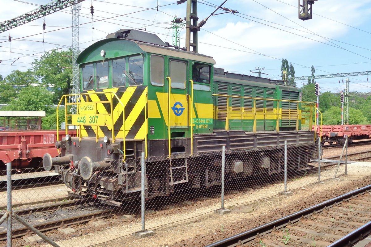 Am 12 Mai 2018 steht GySEV 448 307 in Kelenföld. 