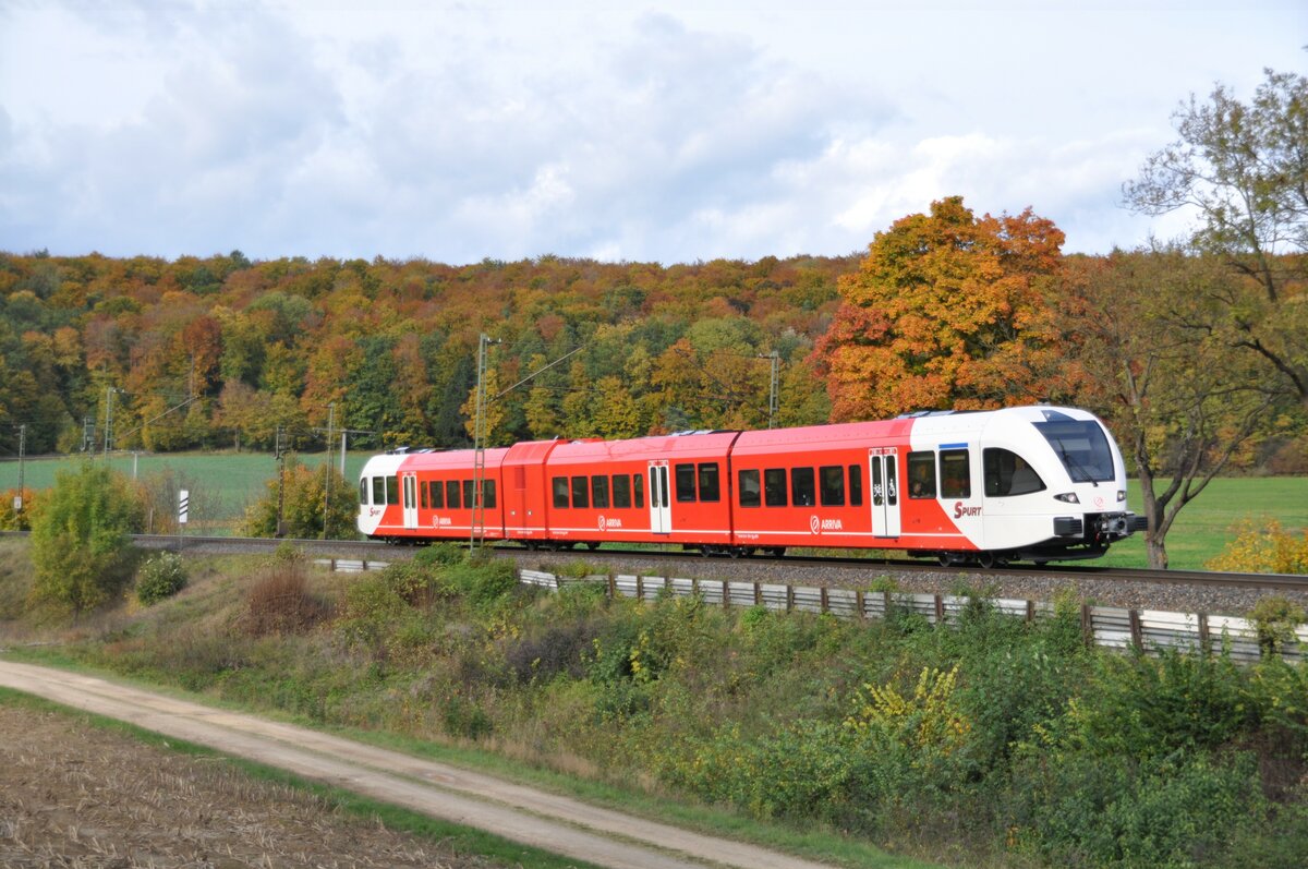 Arriva Spurt GTW-E 2/8, wohl eine �berf�hrung bei Urspring am 17.10.2012.