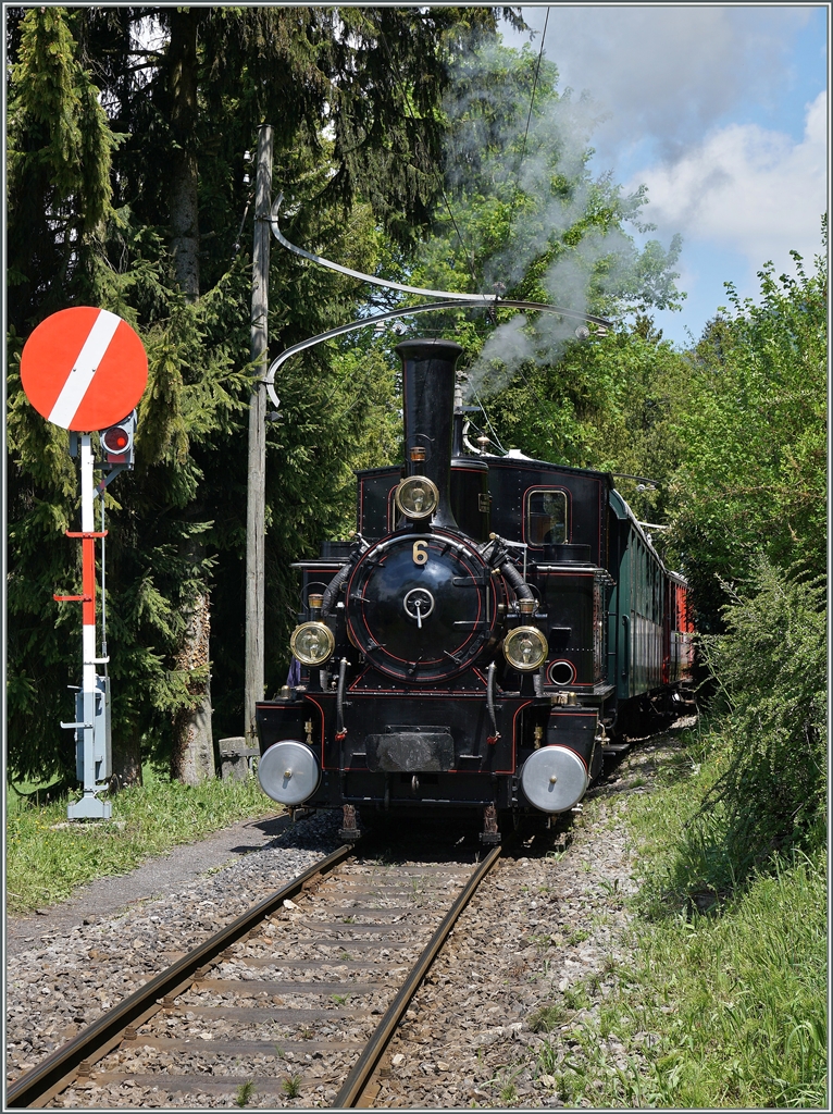 Die BAM G 3/3 N° 6 beim Einfahrsignal von Chaulin. 
14. Mai 2016  