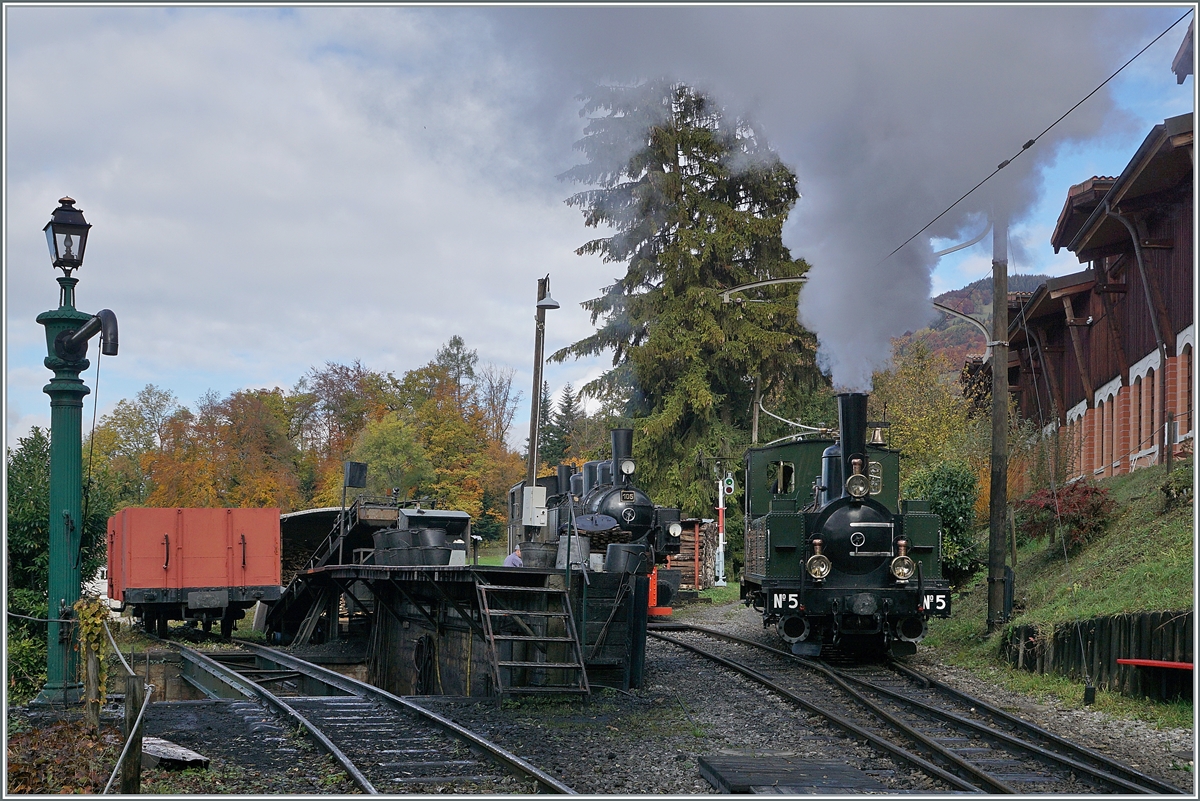 Die letzte Saison der Blonay Chamby Bahn verabschiedet sich mit viel Dampf - nun freue ich mich auf die bald startende 53 Saison... 

Die G 3/3 N° 5 dampft in Chaulin zu ihrem Zug. 

24. Okt. 2020