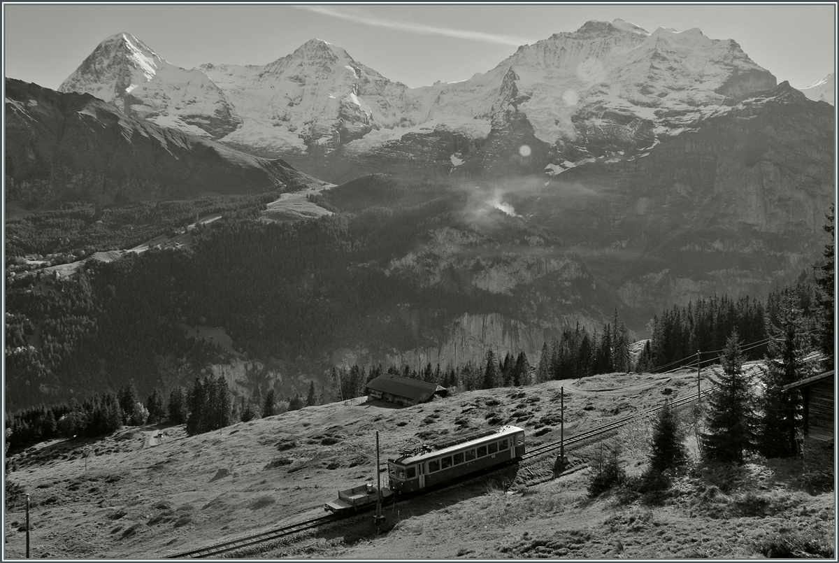EIGER, M�NCH und JUNGFRAU; ach ja und ein BLM Zug auf der Fahrt nach M�rren...
24. Ok.t 2013