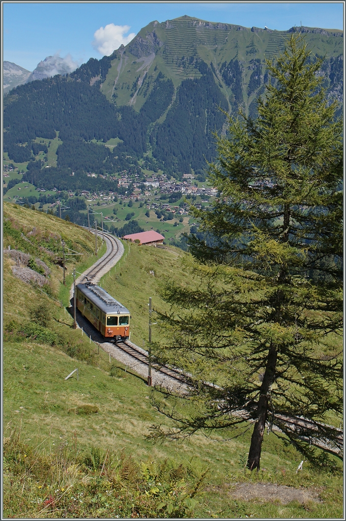 Ein BLM Be 4/4 unterwegs zwischen Grütschalp und Winterberg.
28. Aug. 2014