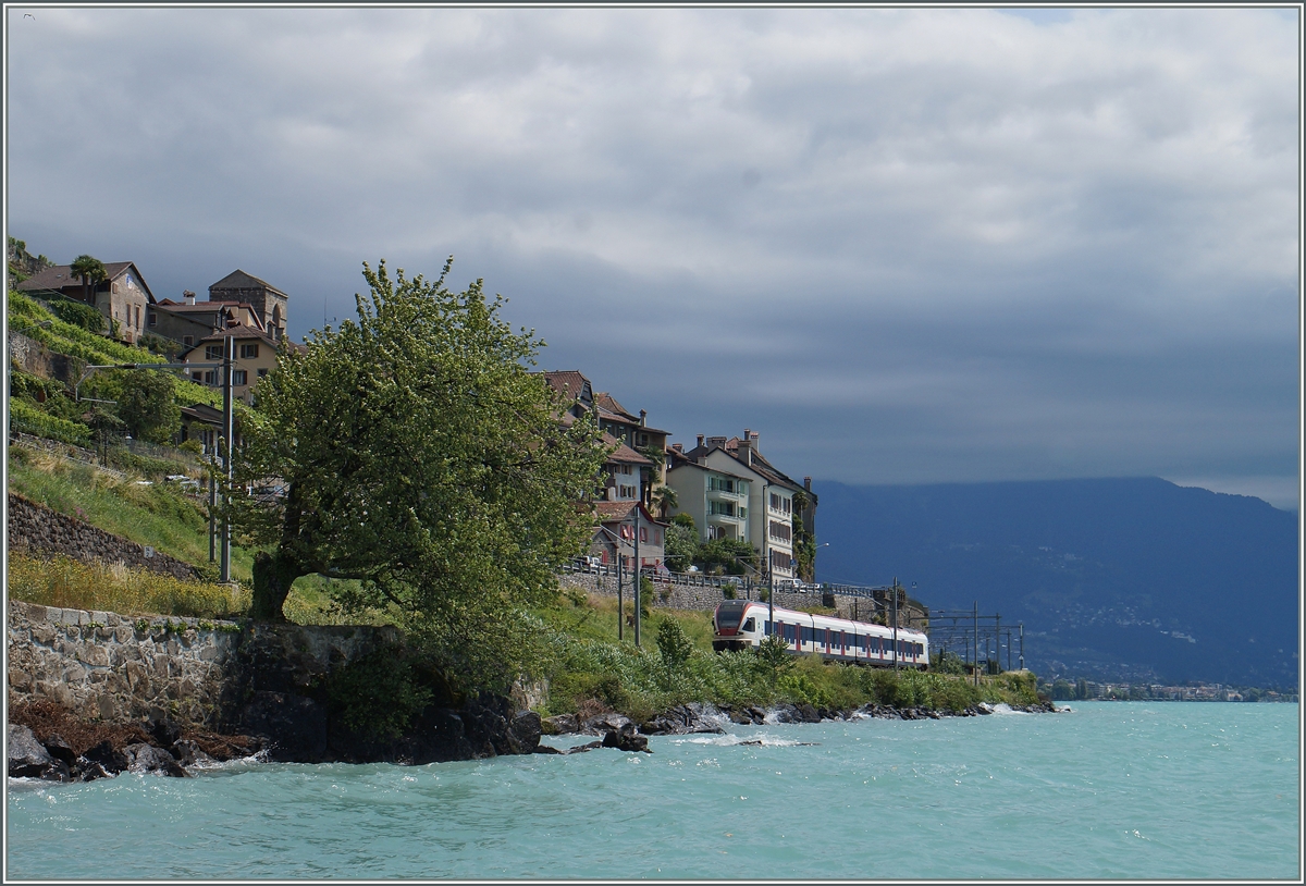 Ein Flirt auf dem Weg Richtung Lausanne bei St-Saphorin.
8. Juli 2015