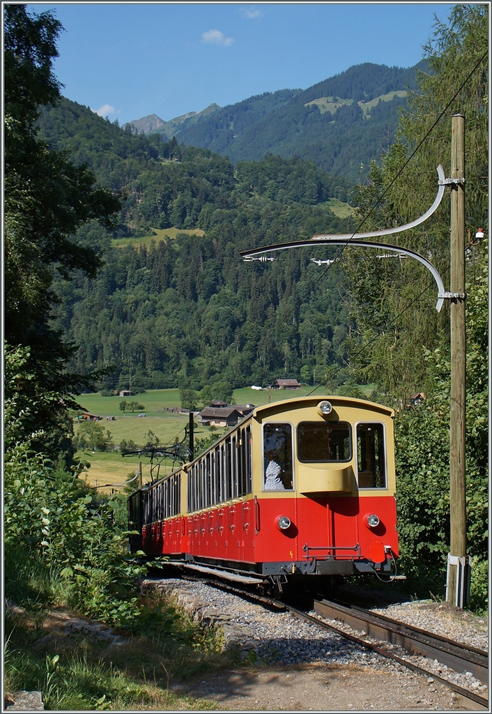 Etwas oberhalb von Wilderswil, auf dem BOB Bahnwanderweg konnte der SPB Zug 651 abgelichtet werden. 
12. Juli 20015 