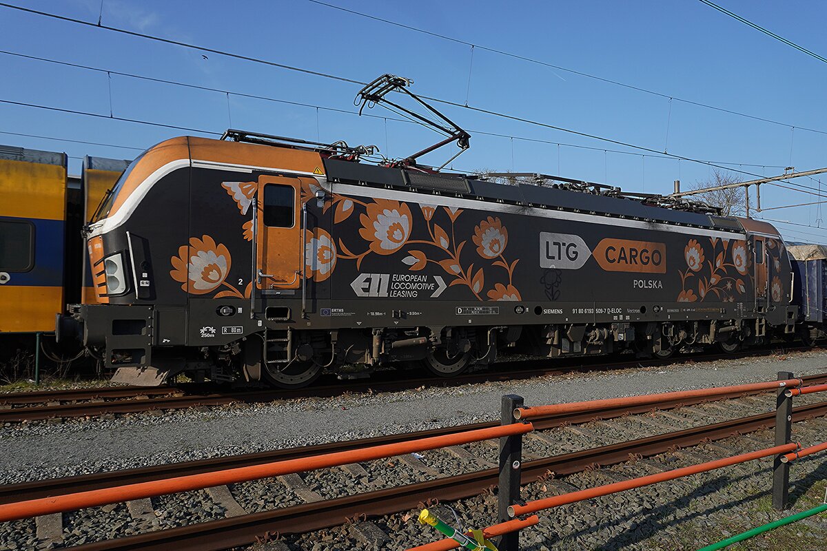 LTG Cargo 193 509 steht am 3 März 2026 in Oss, wo Arbeit bei die Gleise dieser Fotostandpunkt etwas versauert hat.