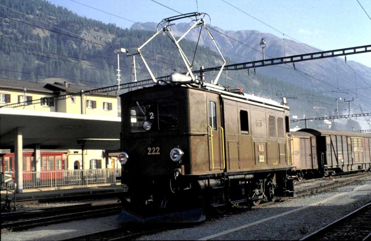 RhB Ge 2/4 Nr.222 in Samedan im August 1990.