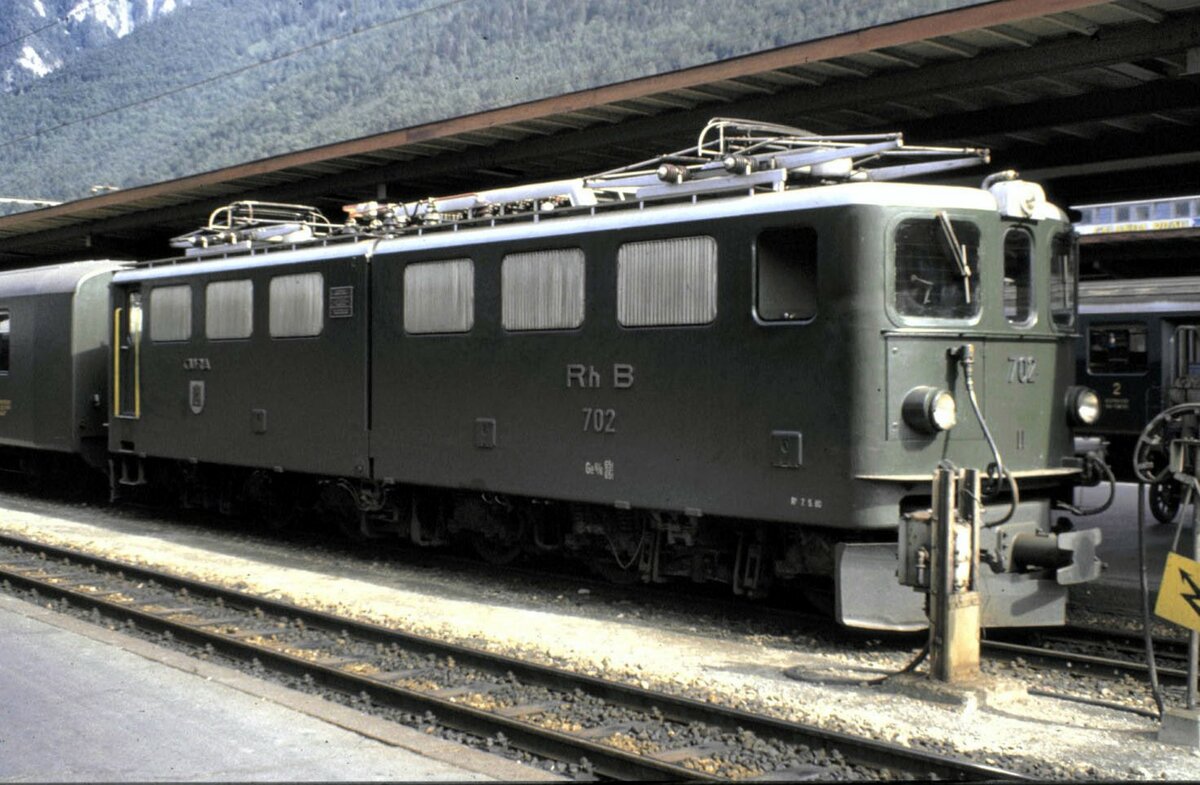 RhB Ge 6/6 II Nr.702 in Chur im Juni 1981.