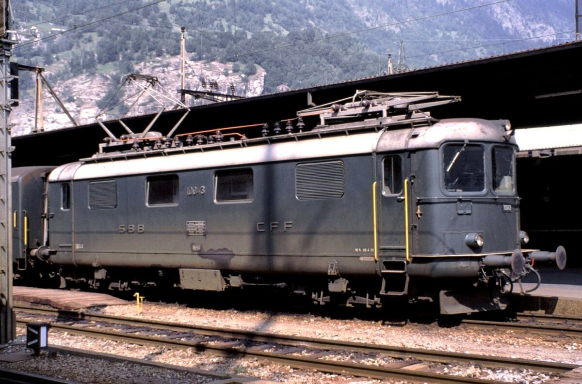 SBB Re 4/4 Nr. 10 043 in Brig am 21.08.1979.
