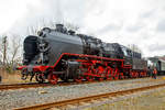 Die 50 3501-9 des Meininger Dampflokwerkes, ex DR 50 3501-9, ex DR 50 380, am 03.02.2018 mit eine Dampfsonderzug der Eisenbahnfreunde Treysa e.V.