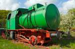 Die Feuerlose Dampfspeicherlok Jung 11722 vom Typ Freia als Denkmallok am 12.05.2013 in Niederfischbach.