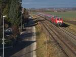 218 429-8 und eine weitere 218 mit ÖBB EC als Umleiter durch Vöhringen am 07.01.2020.
