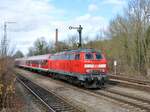 218 257-0 mit Nahverkehrszug in Senden am 23.11.2009.