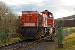   Die WLE 51  Kreis Warendorf  (Westfälische Landes-Eisenbahn) eine MaK G 1206 steht am 11.02.2014 am einem Werksanschluß in Burbach-Holzhausen.