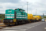   Die 293 511-2 (92 80 1293 511-2 D-LDS) des Eutiner Eisenbahnunternehmen LDS GmbH (LDS steht für Logistik, Dienstleistungen und Service) steht am 07.07.2019 mit dem Drehhobel D-HOB 4.0 (D-HOB