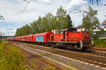   294 866-9 (V 90 remotorisiert) der DB Cargo schiebt am 24.07.2020 einen Coilzug (Wagen der Gattung Sahimms-tu 900.2) vom RBf Kreuztal zum ca.