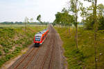   Die   Vogelfluglinie“ , die Bahnstrecke Lübeck–Puttgarten (KBS 141), hier bei Großenbrode (km 71,8) am 13.06.2015.
