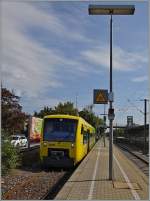 Der Strohgäubahn VT 365 der WEG in Korntal am 12.
