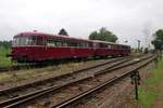ZLSM-Schienenbus 798-9 verlässt Simpelveld am 12 Juli 2014.