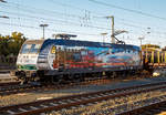 Ich wusste gar nicht wie schön eine E-Lok sein kann.
Die ehemalige Schweizerin, ex SBB Cargo 481 001-6, ex MThB Re 486 651-3....
Die 145 023-6  120 Jahre Rasender Roland - RüBB  eigentlich die 145 083-2 (91 80 6145 083-2 D-PRESS) der PRESS - Eisenbahn-Bau- and Betriebsgesellschaft Pressnitztalbahn mbH (Jöhstadt), ex SBB Cargo Re 481 001-6, ex MThB Re 486 651-3, hat zu meinem Glück, am 30.08.2016 mit einem Güterzug am Haken im Bahnhof Gießen Hp 0.

Die Lok wurde 2000 von ADtranz (ABB Daimler-Benz Transportation GmbH) in Kassel unter der Fabriknummer 33370 gebaut und an die MThB (Mittelthurgaubahn AG) als Re 486 651-3 geliefert. Bedingt durch die Liquidierung der MThB wurde die Lok an die SBB Cargo verkauft und als 481 001-6 umgezeichnet. Im Jahr 2005 wurde sie dann, wie weitere Re 481er, an die MRCE verkauf und vorerst als 481 004-0 geführt, im Jahr 2006 wurde sie dann an die Press verkauft. Die PRESS - Eisenbahn-Bau- and Betriebsgesellschaft Pressnitztalbahn mbH in Jöhstadt (Sachsen) ist seit 2008 übrigens auch der Betreiber der Rügenschen BäderBahn (RüBB)- Rasender Roland.
