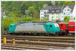 Die 185 615-2 (eine Bombardier TRAXX F140 AC 2) der TXLogistik AG ist am 28.04.2013 abgestellt beim Hbf Koblenz.