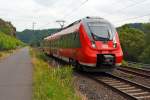   Der  Baby-Hamster   442 501 / 442 001 (94 80 0442 501-3 D-DB / 94 80 0442 001-4 D-DB) ein kleiner zweiteiliger Bombardier Talent 2 der DB Regio mit dem Taufnamen  Oberbillig  fährt am
