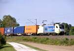 182 507-4 von BoxXexpress ES 64 U 2 007 mit Containerzug bei Amstetten am 20.09.2012.