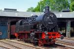 Die Güterzugtenderlokomotive 93 230, ex DR 93 230, ex Preußische T 14 Erfurt 8526, am 07.06.2014 im Eisenbahnmuseum Dieringhausen (Leihgabe des Verkehrsmuseums Dresden).