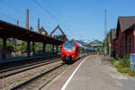 Der fünfteilige SÜWEX Stadler FLIRT 3 – 429 114 / 429 614, als RE 1  Südwest-Express  (Kaiserslautern – Trier – Koblenz), verlässt am 01 Juli 2025 den Bahnhof