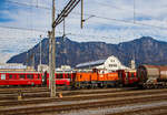 Damals am 20 Februar 2017 ein Einzelstück der Rhätischen Bahn, die RhB Gm 4/4 - 241 beim Manöver im Bahnhof Landquart.