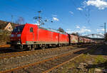 Die 185 171-6 (91 80 6185 171-6 D-DB) der DB Cargo AG verlässt am 23.02.2022 mit einem Coilzug den Rbf Kreuztal.