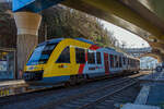 Der VT 260 (95 80 0648 160-9 D-HEB / 95 80 0648 660-8 D-HEB), ein Alstom Coradia LINT 41 der HLB (Hessische Landesbahn), als RB 90   Westerwald-Sieg-Bahn   (Limburg/Lahn – Altenkirchen –