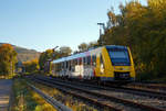   Der VT 504 (95 80 1648 104-5 D-HEB / 95 80 1648 604-4 D-HEB) ein Alstom Coradia LINT 41 der neuen Generation / neue Kopfform der HLB (Hessische Landesbahn GmbH), hat am 15.10.2017, als RB 96