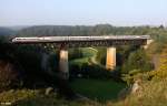 Heute genau vor einem Jahr zeitig am Morgen des 28.09.2011 auf der Laaberbr�cke bei Beratzhausen:  DB ICE-T 411 Zug  Ilmenau  als ICE 21 Frankfurt - Wien, KBS 880 N�rnberg - Passau