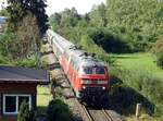 218 494-3 und eine weitere 218 mit IC Allgäu 2013 in Senden am 22.08.2015.