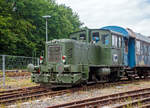 Die Deutz 57513 - eine DEUTZ  KS 230 B (A12L 714A) Diesellokomotive ehemals der Bundeswehr, am 02.07.2023 ausgestellt beim Erlebnisbahnhof Westerwald der Westerw�lder Eisenbahnfreunde 44 508 e.