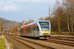   Der VT 526 128 (95 80 0646 428-2 D-HEB / 95 80 0946 928-8 D-HEB / 95 80 0946 428-9 D-HEB) ein Stadler GTW 2/6 der HLB (Hessische Landesbahn GmbH), ex VT 128 der vectus, fährt am 10.03.2016 von