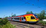   Der 5-teilige Stadler Flirt 429 048 / 548 der HLB  (Hessischen Landesbahn) f�hrt am 01.07.2018 als RE 99   Main-Sieg-Express  durch Wilnsdorf-Rudersdorf in Richtung Siegen.