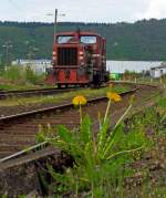 Die Westerwaldbahn (WEBA) Lok 1 und 3 (V 26) am 06.05.2013 in Scheuerfeld/Sieg.
