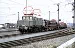 E 93 07 mit gemischtem Güterzug bei der Jubiläumsparade 150 Jahre Deutsche Eisenbahn in Nürnberg am 14.09.1985.