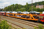 Vierachsiger Doppelstock-Autotransportwagen der Gattung Laaers 560 der SITFA - Societ� Italiana Trasporti Ferroviari Autoveicoli S.p.A.