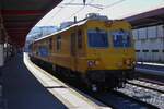 Nachschuss auf den Schienenmesszug vom Typ UFM 160, bei der Durchfahrt vom Bahnhof von Chambery Chambéry–Challes-les-Eaux.