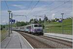 Die SNCF BB 22396 ist mit einem TER von Lyon nach Genève unterwegs, und fährt in Russin durch, einer Haltestelle die durch  Anpassung an heutige Kundenbedürfnisse  und technische