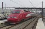 Wegen Bauarbeiten an die Neubaustrecke Bruxelles-Midi<=>Antoign wurden die EuroStar (ex-Thalys) Z�ge zwischen Bruxelles-Midi und Paris Nord �ber die alte Strecke Bruxelles--MOns--Quevy--St.Quentin--Paris umgeleitet. Am 18 Augustus 2024 durchfahrt der umgeleiteter 4533 MOns. 