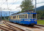   Der ABe 8/8 23  OSSOLA  der SSIF (Società subalpina di imprese ferroviarie), als Regionalzug von Domodossola nach Re, erreicht am 15.09.2017 den Bahnhof Santa Maria Maggiore (Stazione SSIF di