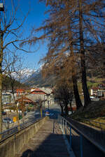 Blick auf den Bahnhof Gossensaß/Colle Isarco am 26.03.2022.