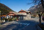 Blick auf den Bahnhof Gossensaß/Colle Isarco am 26.03.2022.