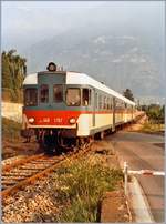 Der FS Aln 668 1707 und 1706 verlasen als Regionalzug 4103 von Meran nach Mals den Halt Marling/Marlengo.